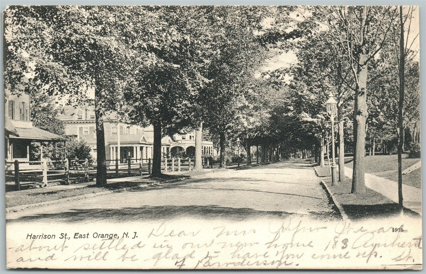 EAST ORANGE NJ HARRISON STREET 1907 UNDIVIDED ANTIQUE POSTCARD