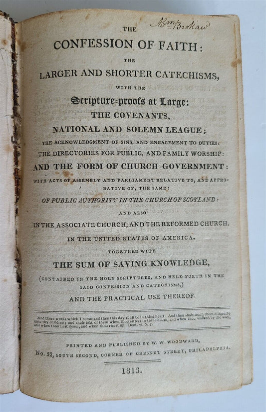 1812 Confession of Faith in ENGLISH antique EARLY AMERICANA Philadelphia