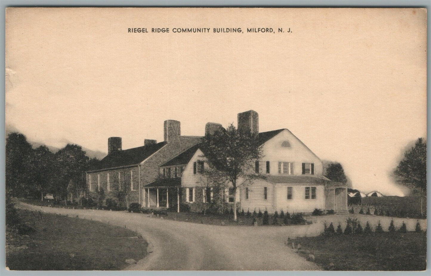 MILFORD NJ RIEGEL RIDGE COMMUNITY BUILDING ANTIQUE POSTCARD