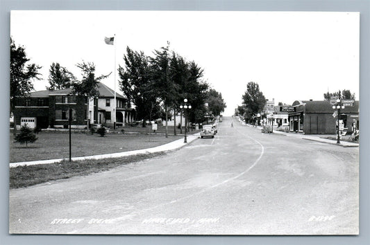 WAKEFIELD MI VINTAGE REAL PHOTO POSTCARD RPPC STREET GAS STATION PLYMOUTH GARAGE