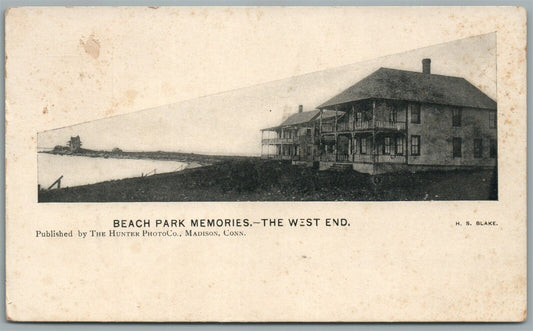 BEACH PARK MEMORIES CT THE WEST END ANTIQUE POSTCARD