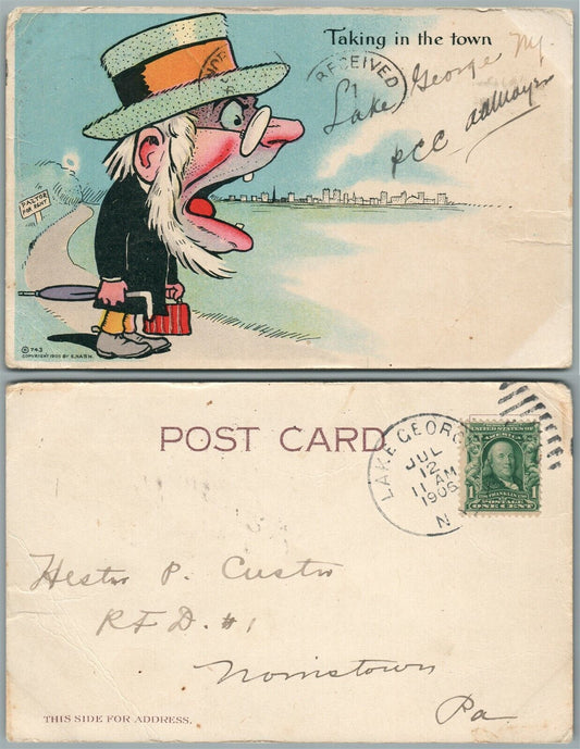 1906 ANTIQUE UNDIVIDED COMIC POSTCARD PASTOR FOR RENT