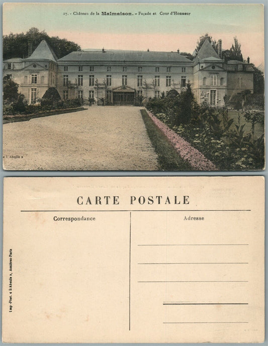 CHATEAU DE LA MALMAISON FRANCE ANTIQUE HAND COLORED POSTCARD