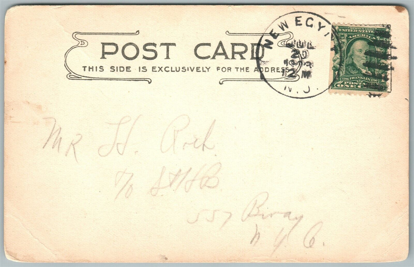 NEW EGYPT NJ OAKFORD LAKE BOATING UNDIVIDED ANTIQUE POSTCARD CORK CANCEL