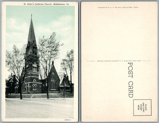 MIDDLETOWN PA ST.PETER'S LUTHERAN CHURCH ANTIQUE POSTCARD