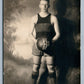 YOUNG ATHLET w/ WHS BALL ANTIQUE REAL PHOTO POSTCARD RPPC