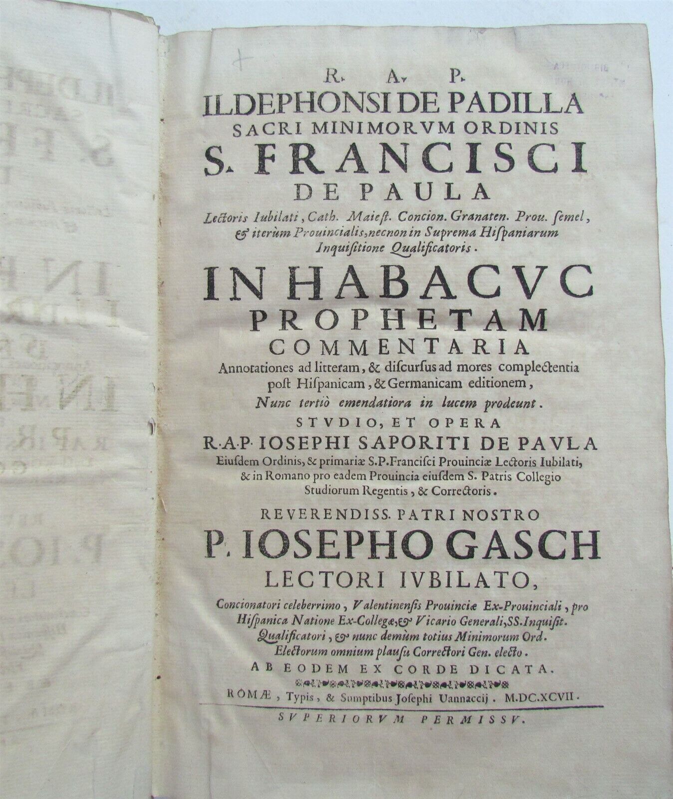 1697 VELLUM BOUND ANTIQUE FOLIO S. Francisci In Habacuc Prophetam Commentaria