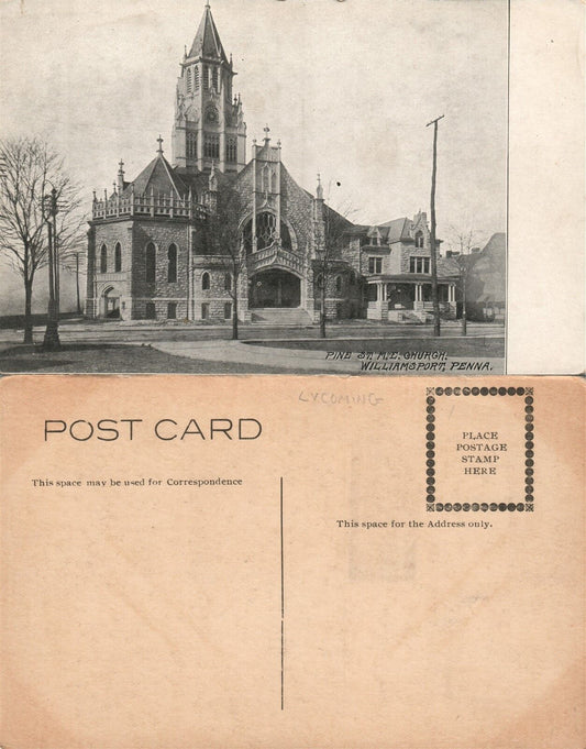 WILLIAMSPORT PA PINE STREET M.E. CHURCH ANTIQUE POSTCARD