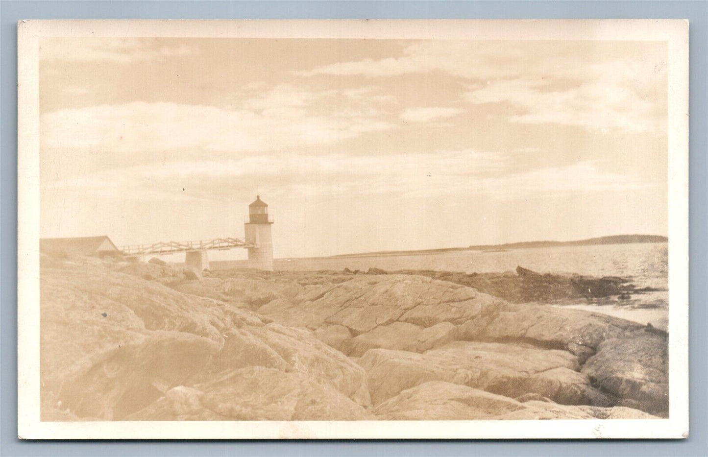 MARSHALL POINT ME LIGHTHOUSE VINTAGE REAL PHOTO POSTCARD RPPC