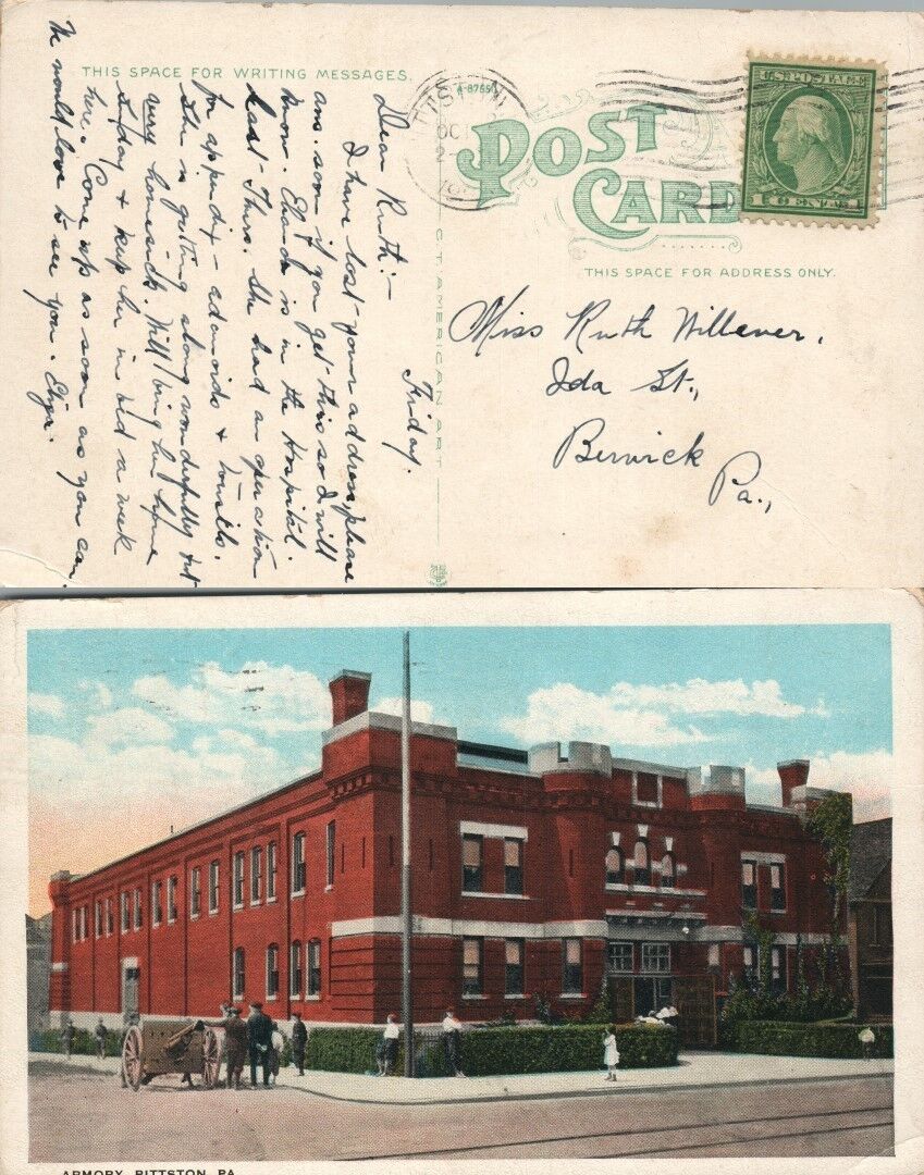 ANTIQUE POSTCARD ARMORY PITTSTON PA