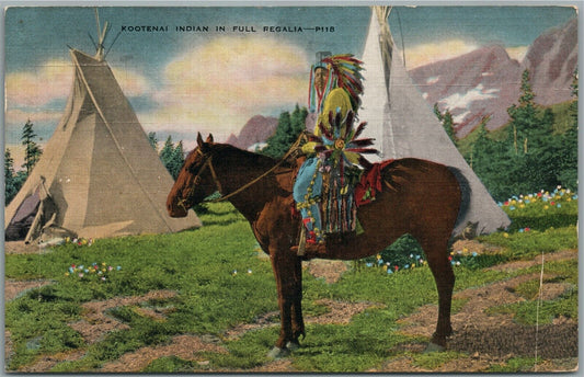 KOOTENAI AMERICAN INDIAN IN FULL REGALIA VINTAGE POSTCARD