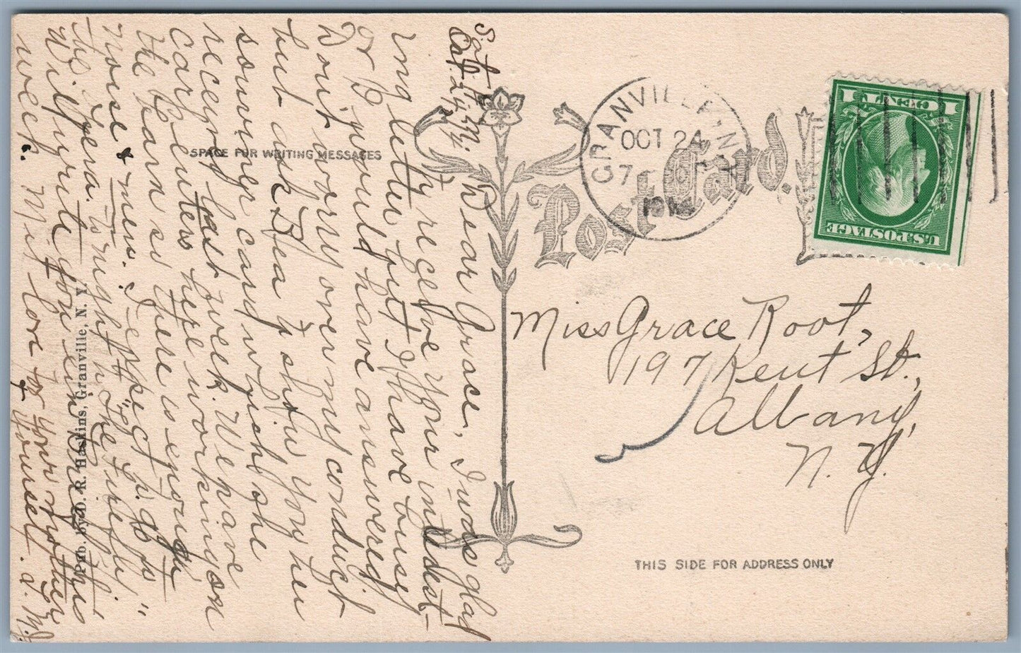 GRANVILLE NY NATIONAL BANK BLOCK ANTIQUE POSTCARD