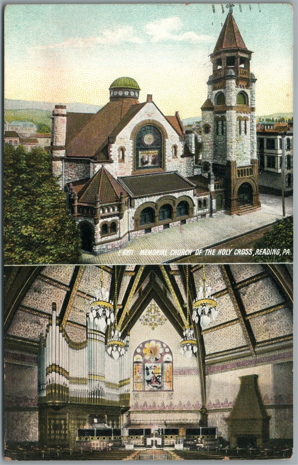 READING PA MEMORIAL CHURCH OF HOLY CROSS ANTIQUE POSTCARD