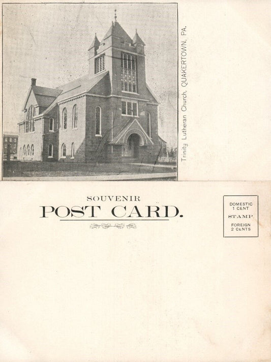 QUAKERTOWN BUCKS CO PA TRINITY LUTHERAN CHURCH UNDIVIDED ANTIQUE POSTCARD