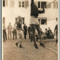 VOLLEYBALL PLAY ANTIQUE REAL PHOTO POSTCARD RPPC W/ ONE LEGGED DISABLED MAN