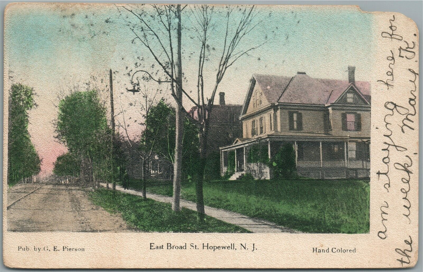 HOPEWELL NJ EAST BROAD STREET ANTIQUE POSTCARD