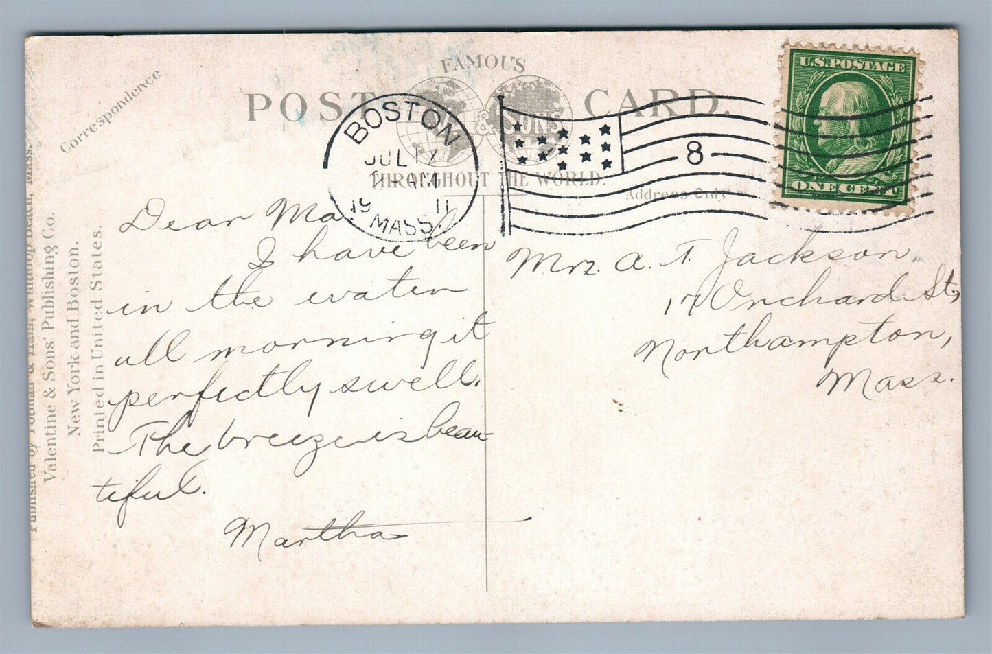 WINTHROP BEACH MA BOULEVARD ANTIQUE POSTCARD