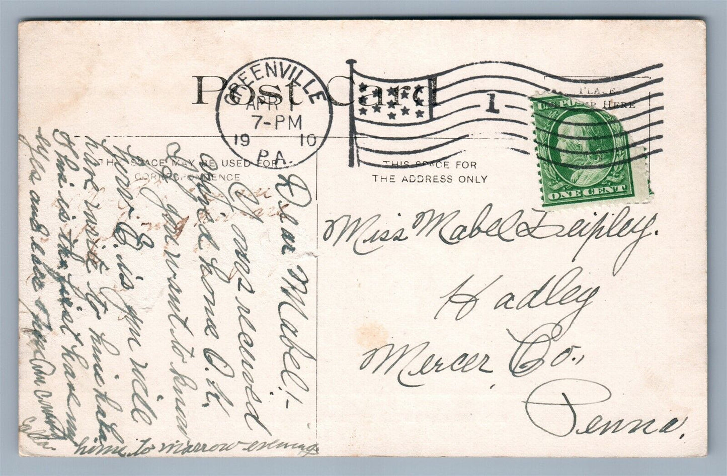 GREENVILLE PA MAIN & PENN STREETS ANTIQUE POSTCARD