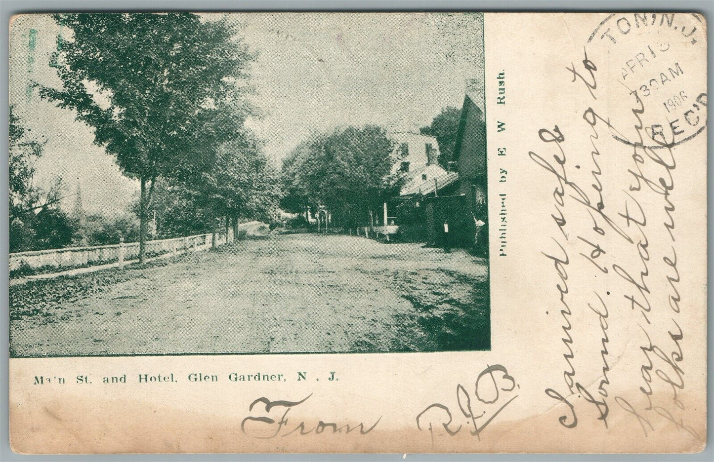 GLEN GARDNER NJ MAIN STREET AND HOTEL ANTIQUE POSTCARD