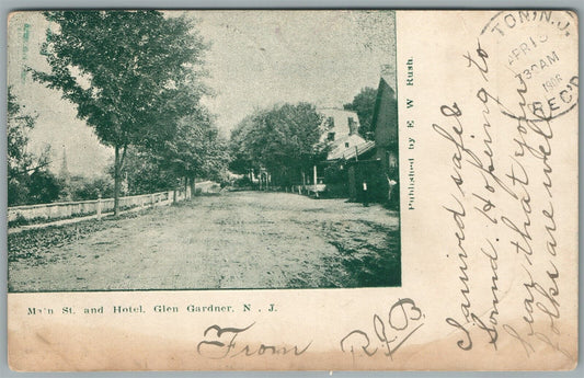 GLEN GARDNER NJ MAIN STREET AND HOTEL ANTIQUE POSTCARD