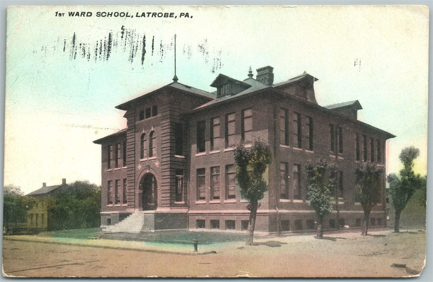 LATROBE PA 1st WARD STREET 1910 ANTIQUE POSTCARD