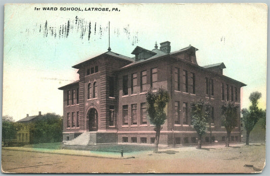 LATROBE PA 1st WARD STREET 1910 ANTIQUE POSTCARD