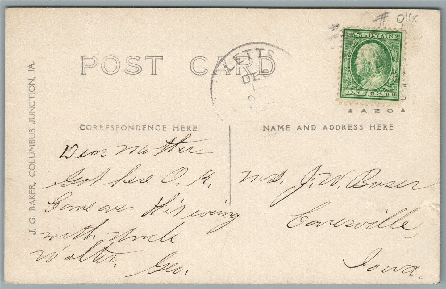 LETTS IA CHERRY STREET ANTIQUE REAL PHOTO POSTCARD RPPC