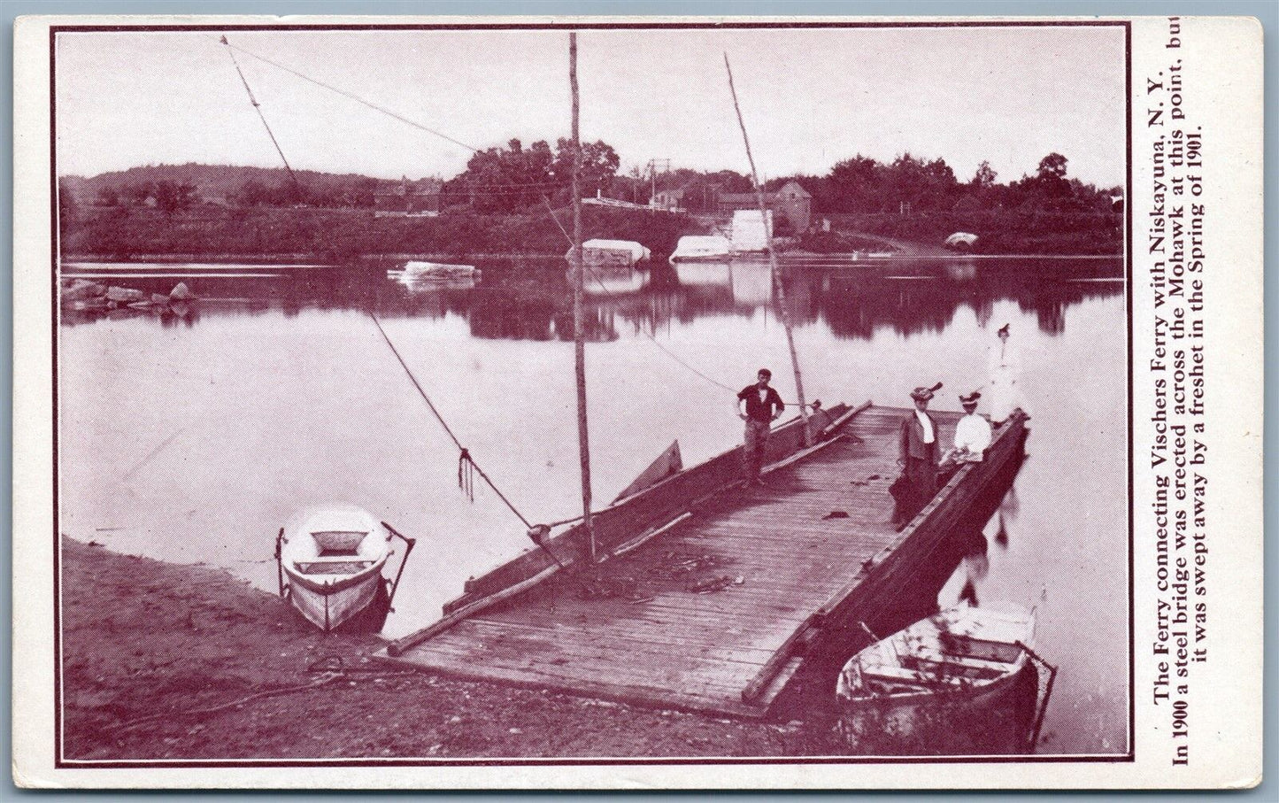 FERRY CONNECTING VISCHERS FERRY & NISKAYUNA NY ANTIQUE POSTCARD