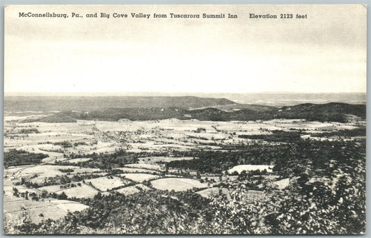 McCONNELSBURG PA & BIG COVE VALLEY from TUSCARORA SUMMIT INN VINTAGE POSTCARD