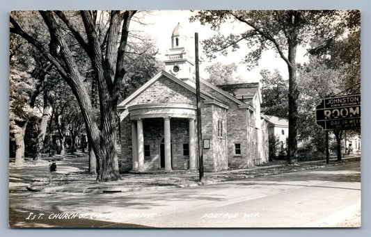 PORTAGE WI CHURCH OF CHRIST SCIENTIST VINTAGE REAL PHOTO POSTCARD RPPC