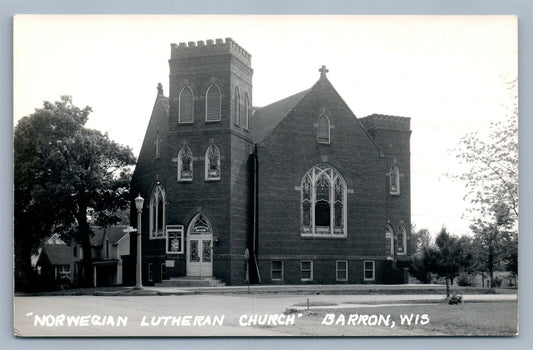 BARRON WI NORWEGIAN LUTHERAN CHURCH VINTAGE REAL PHOTO POSTCARD RPPC