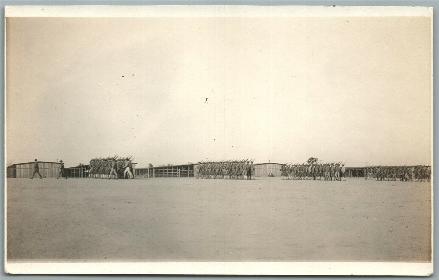WWI SOLDIERS DRILL w/ RIFLES ANTIQUE REAL PHOTO POSTCARD RPPC