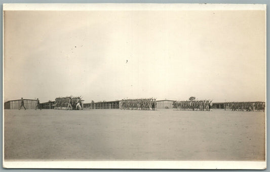WWI SOLDIERS DRILL w/ RIFLES ANTIQUE REAL PHOTO POSTCARD RPPC