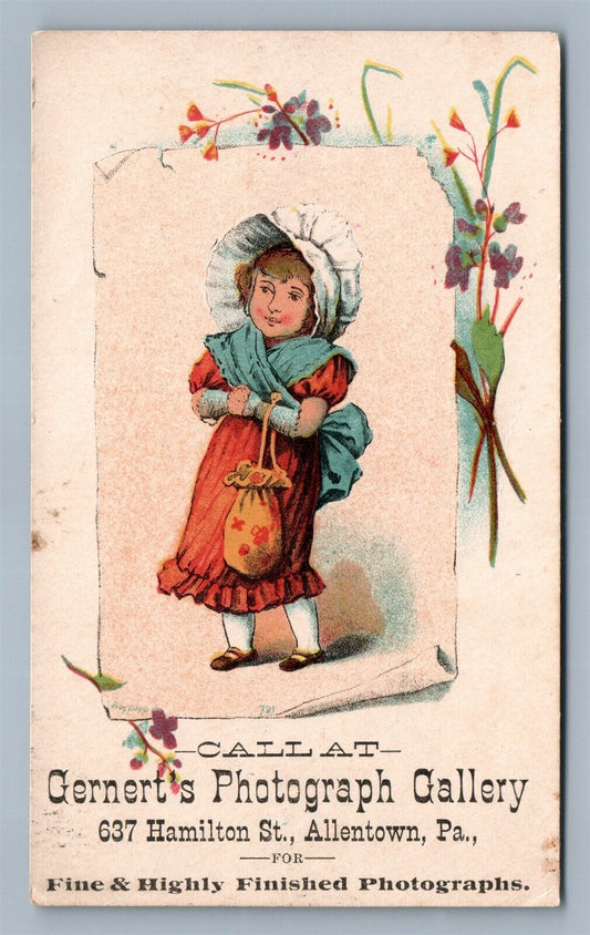 VICTORIAN TRADE CARD GERNERT'S PHOTOGRAPH GALLERY ALLENTOWN PA FINE PHOTOS