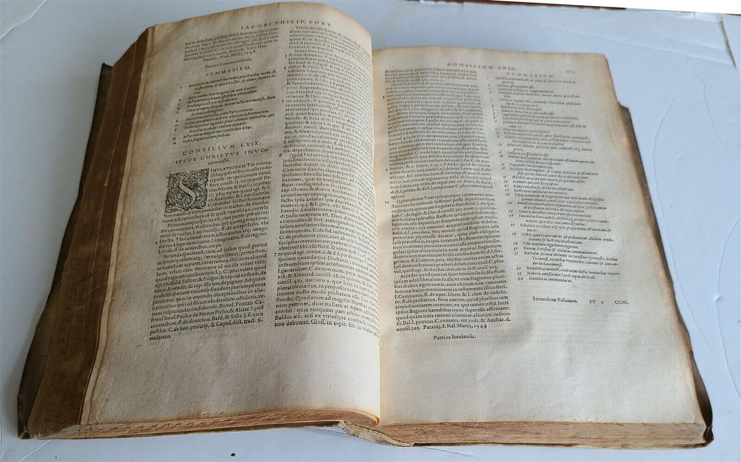 1569-1576 16th CENTURY LAW BOOK antique VELLUM BOUND FOLIO in LATIN