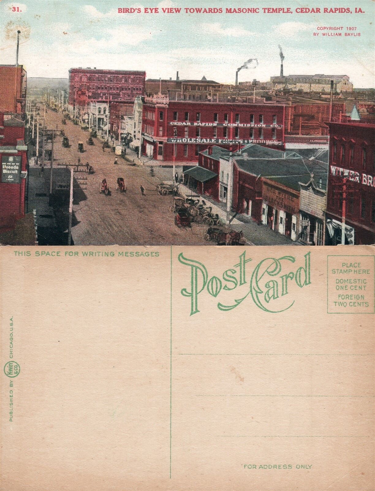 CEDAR RAPIDS IA MASONIC TEMPLE ANTIQUE POSTCARD
