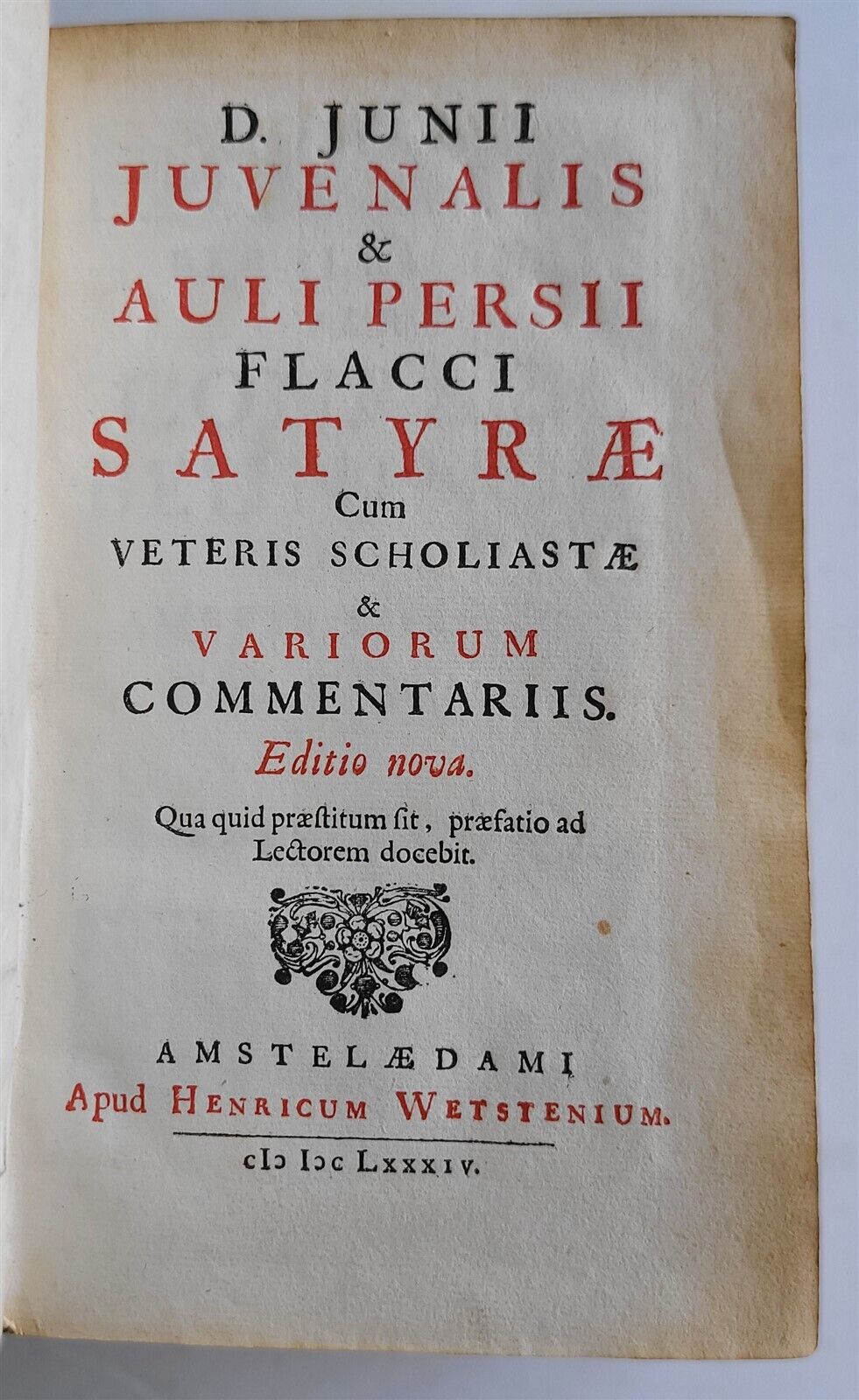 1684 JUVENALIS & PERSIUS SATIRAE antique VELLUM BINDING