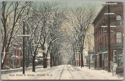 KEENE NH WEST STREET ANTIQUE POSTCARD