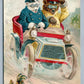 DRIVING LITTLE BEARS SERIES by R. TUCK ANTIQUE POSTCARD BREAKING THE RECORD