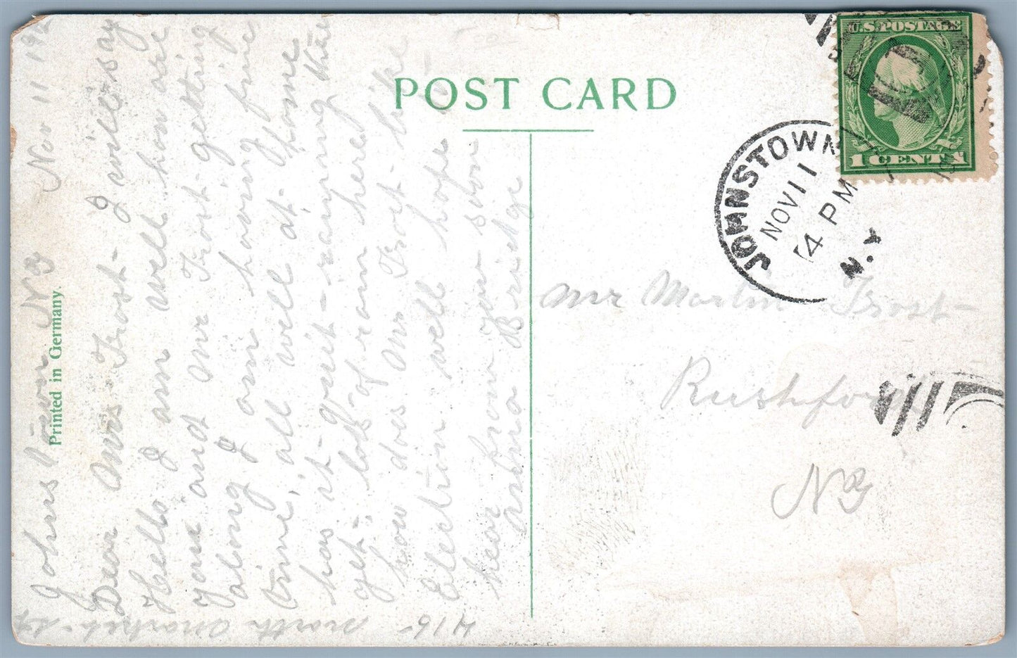 JOHNSTOWN NY ELECTRIC STATION ANTIQUE POSTCARD