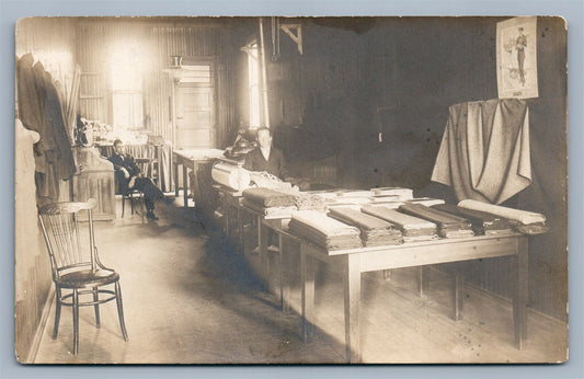 FABRIC STORE INTERIOR ANTIQUE REAL PHOTO POSTCARD RPPC