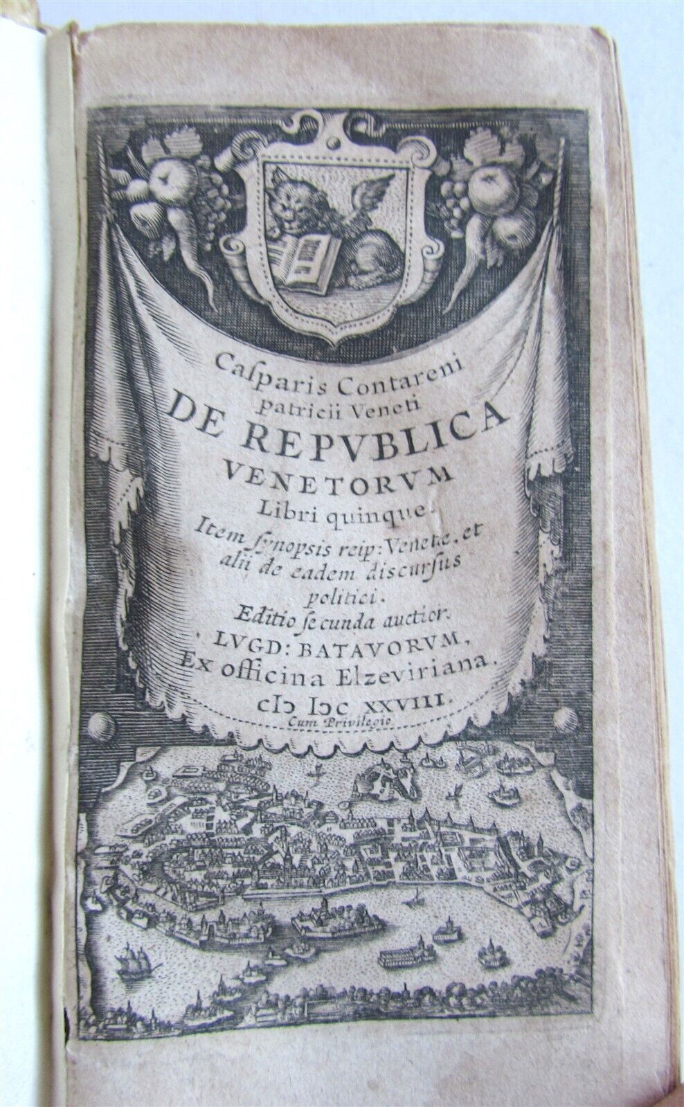 1628 VENICE REPUBLIC ELZEVIR PRESS De Republica Venetorum antique VELLUM BINDING