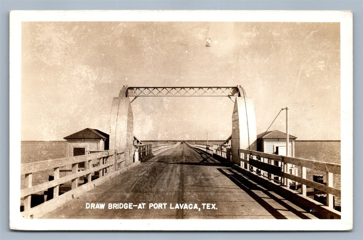 PORT LAVACA TX DRAW BRIDGE 1945 VINTAGE REAL PHOTO POSTCARD RPPC