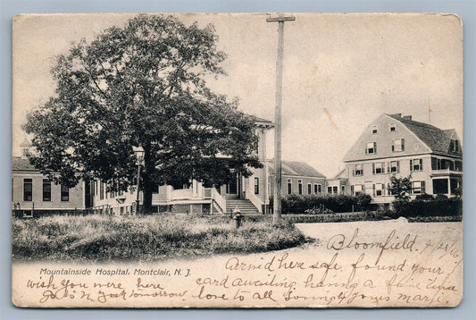 MONTCLAIR NJ MOUNTAINSIDE HOSPITAL ANTIQUE POSTCARD RARE CORK CANCEL