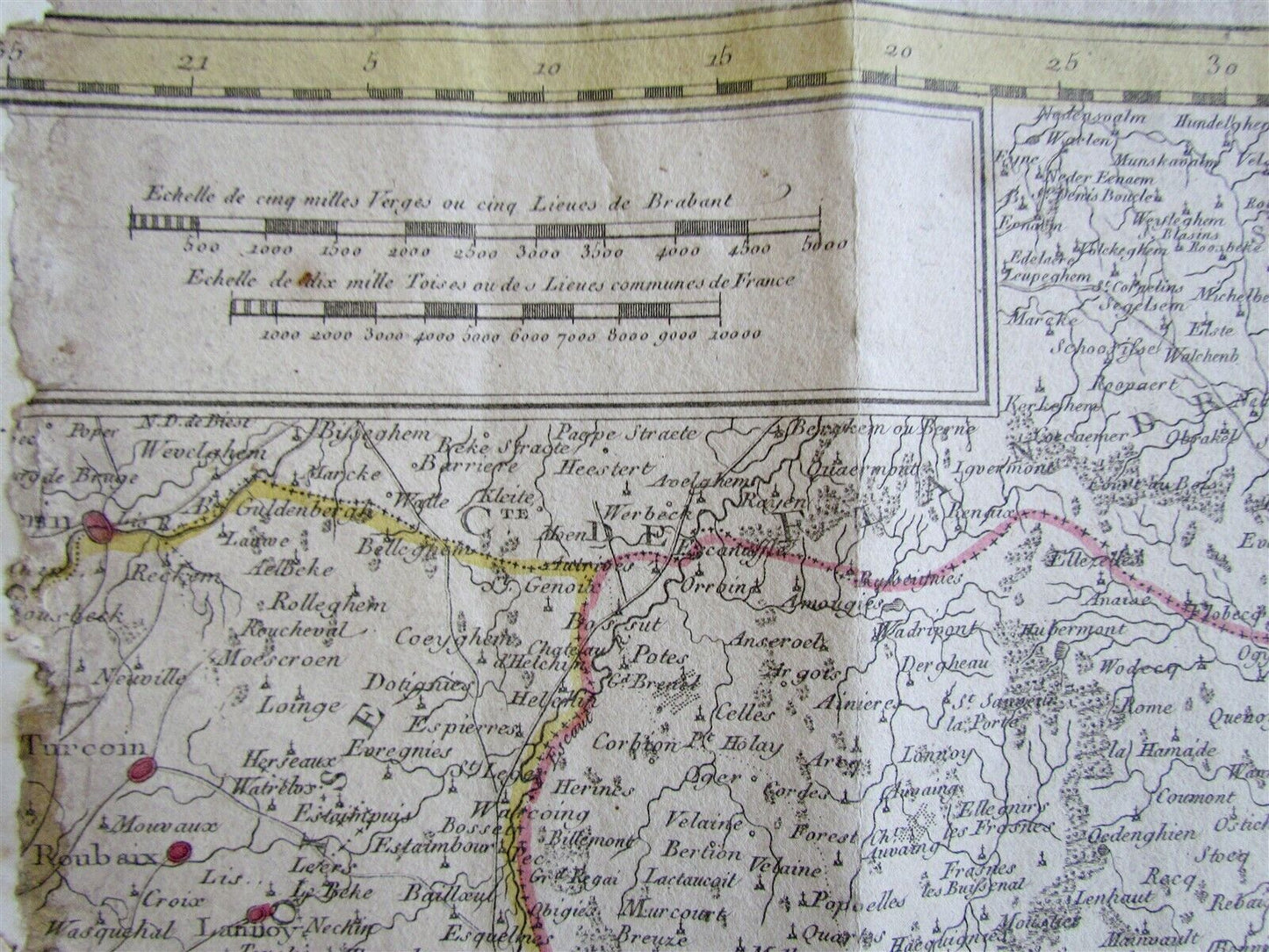 1792 ANTIQUE MAP - HAINAUT BELGIUM 31 by 22" ORIGINAL