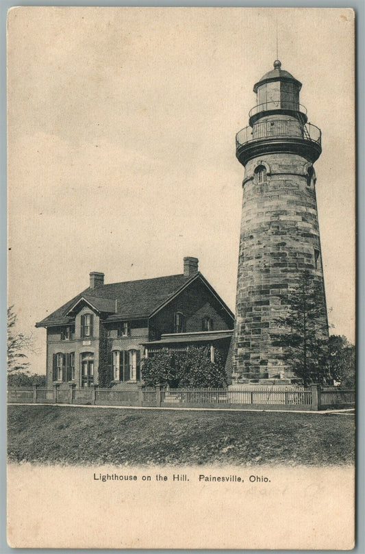 PAINESVILLE OH LIGHT HOUSE ON THE HILL UNDIVIDED ANTIQUE POSTCARD