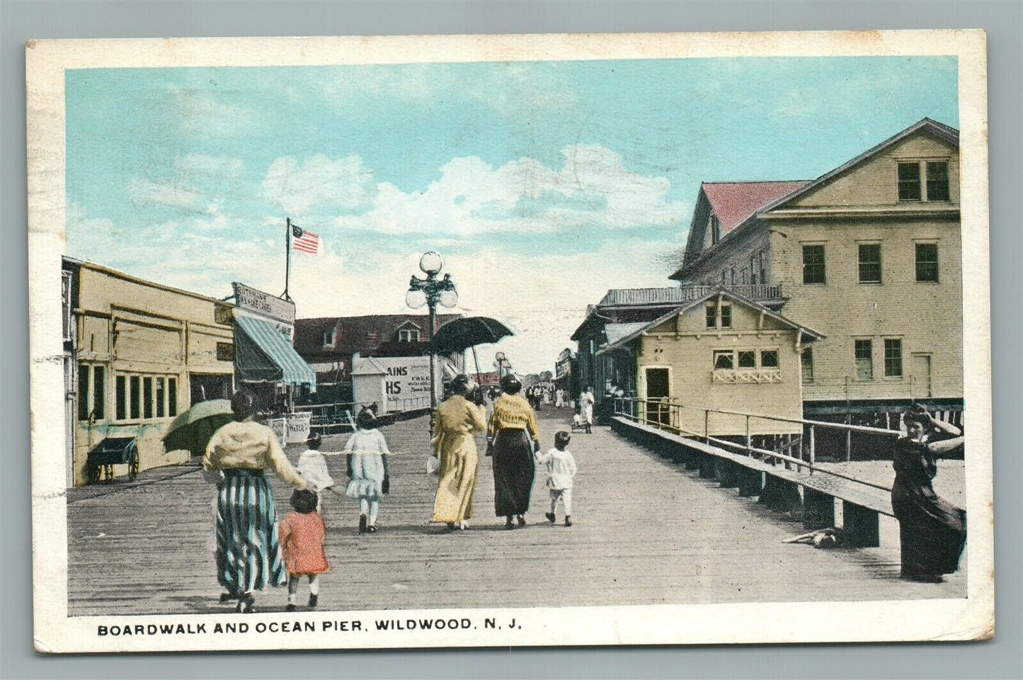 WILDWOOD NJ BOARDWALK & OCEAN PIER ANTIQUE POSTCARD