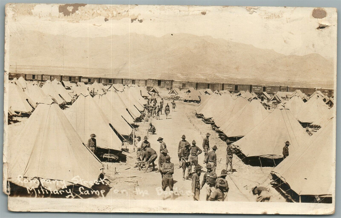 MEXICAN WAR MILITARY CAMP ANTIQUE REAL PHOTO POSTCARD RPPC