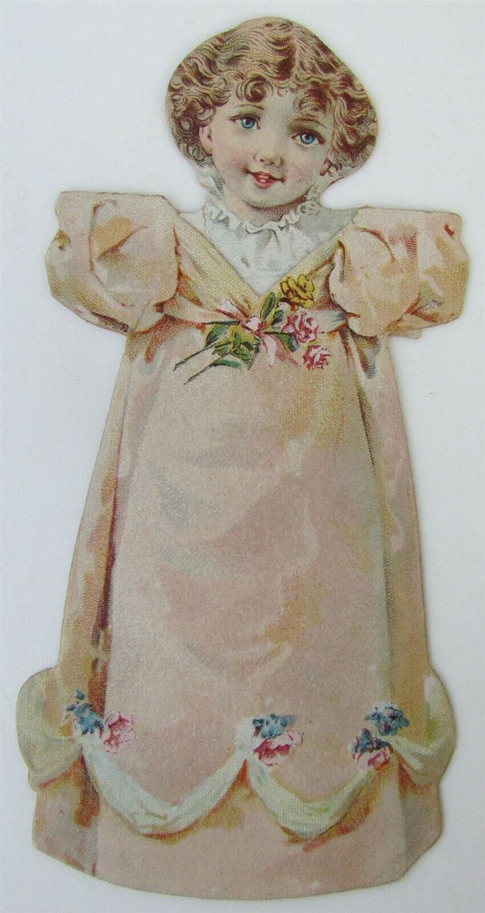 ANTIQUE MECHANICAL VICTORIAN TRADE CARD LITTLE BUTTERCUP PAPER DOLL New York