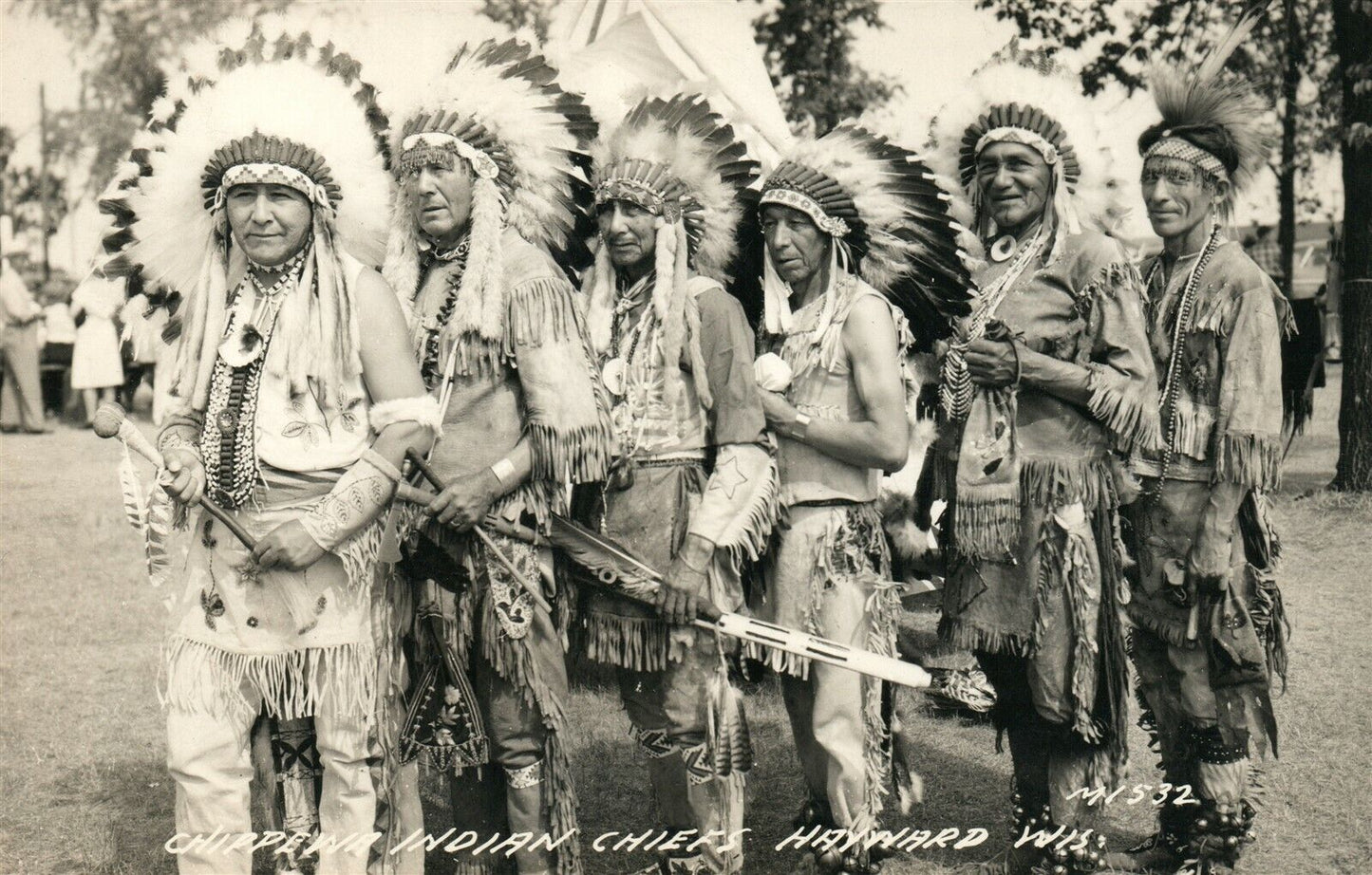 CHIPPEWA INDIAN CHIEF HAYWARD WI VINTAGE REAL PHOTO POSTCARD RPPC